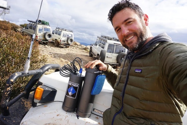 Jonathan with Geyser Systems prototype