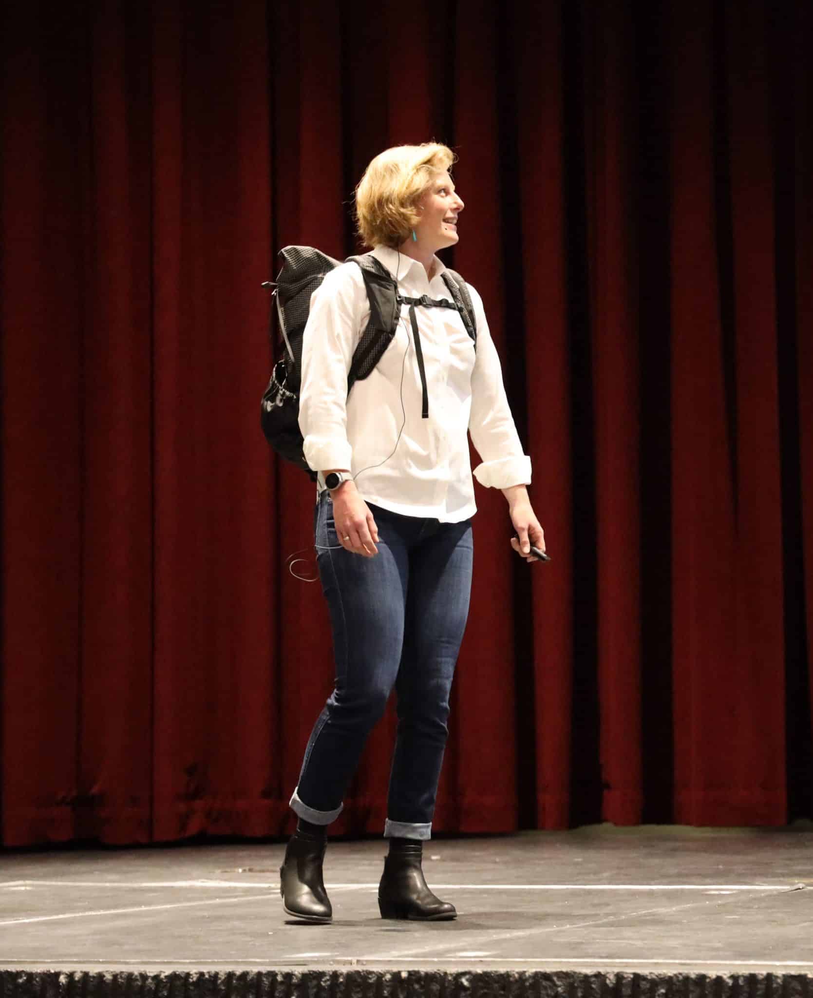 Sarah Berkeley on stage in Sterling